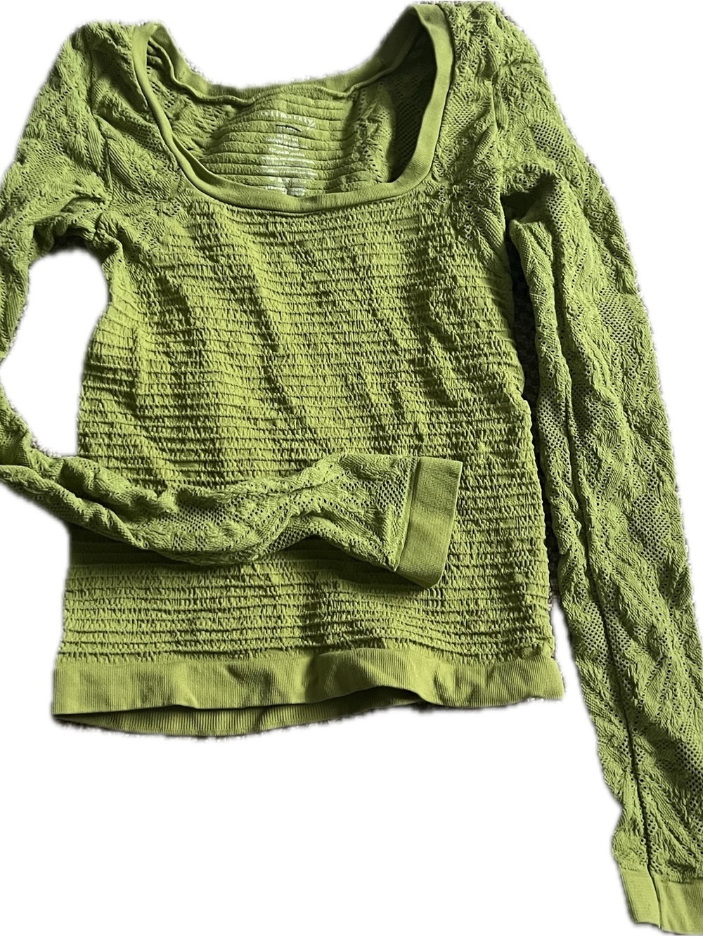 Free People Textured Scoop Neck Workout Top - Lime Green